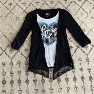 Justice Girls 3/4 Long Sleeve Top Size 10